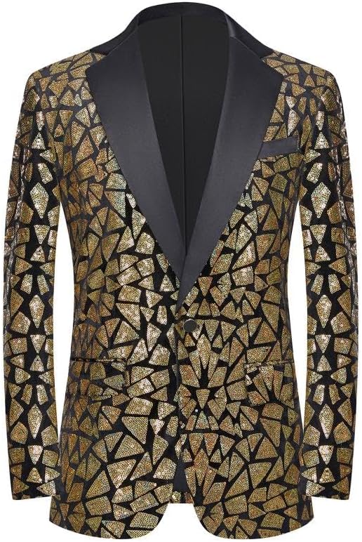 Elegant fashion Sequin Jackets One Button Blazer for Men