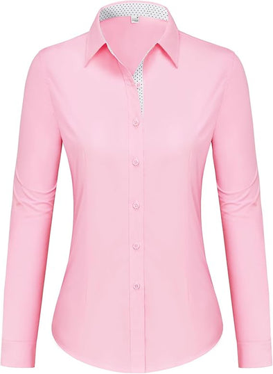 Button Down Shirts for Women Dress Shirts Cotton Long Sleeve Shirts for Women Wrinkle Free Stretch Work Blouse
