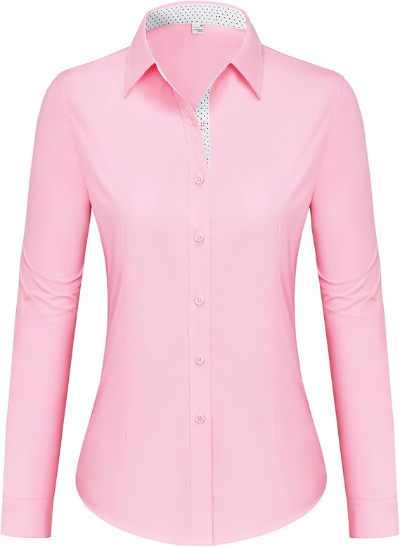 Button Down Shirts for Women Dress Shirts Cotton Long Sleeve Shirts for Women Wrinkle Free Stretch Work Blouse