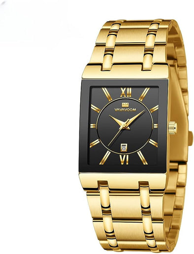 Men's Watch, Business Watch for Men, Men's Square Watch, Stainless Strap, Calendar Display, Water-Proof Quartz Watch for Men