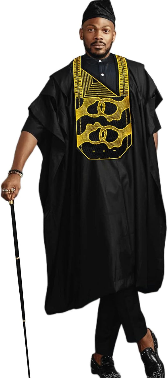 Men,Embroidery African Mens Clothing Shirts and Pants Outfits 3 Pieces Set