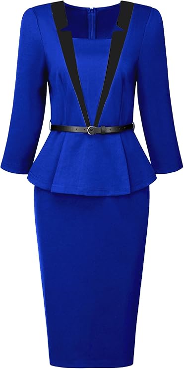 Women's Office Sheath Dress 2024 Notch Collar Work Pencil Dresses