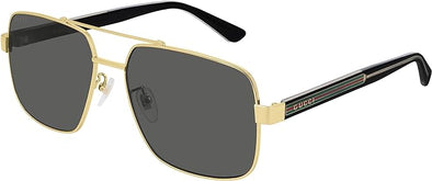 Gucci Men's GG0529S-001-60 Rectangular Sunglasses, Gold-Black, 60