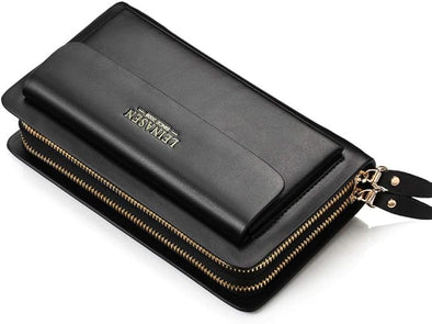 Mens Large Long Leather Clutch Hand Bag Wallet Purse Travel Passport Business Cell Phone Holster Credit Card Holder Wallets
