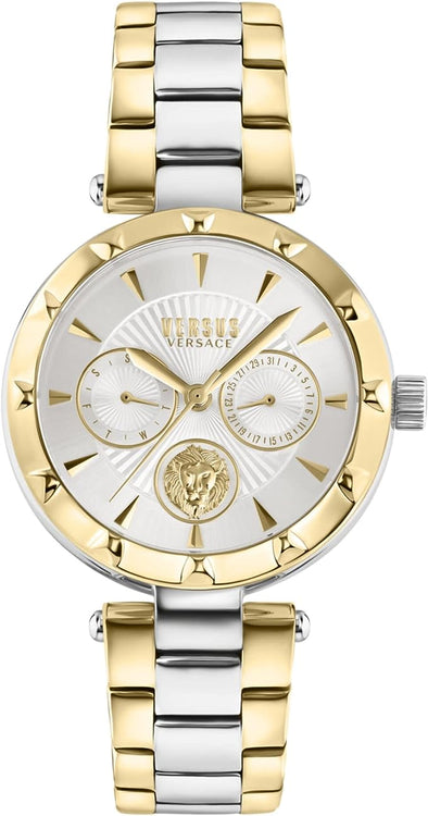 Versace Sertie Womens Fashion Watch with Enamel Dial. Multifunction Day and Date Sub Dials. Adjustable Jewelry Style Bracelet.