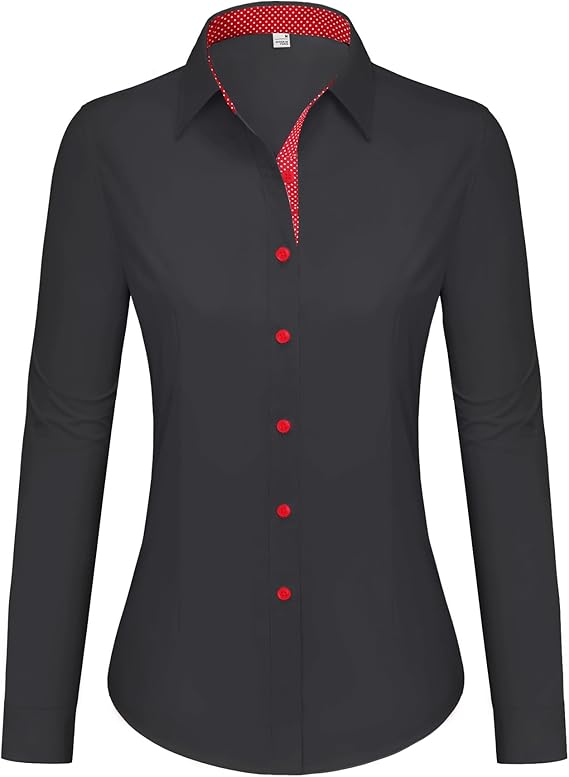 Button Down Shirts for Women Dress Shirts Cotton Long Sleeve Shirts for Women Wrinkle Free Stretch Work Blouse