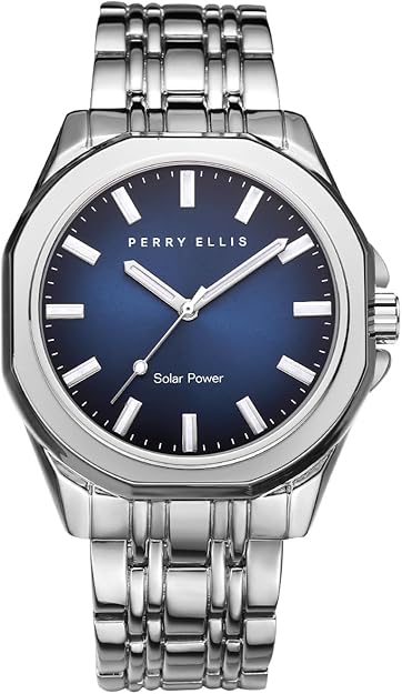 Perry Ellis Solar Powered Mens Watch | Alloy Bracelet | Water-Resistant Analog Wrist Watches for Men