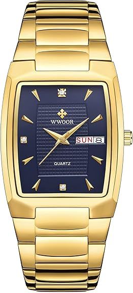 Square Watches for Men Stainless Steel Mens Square Watch with Date Original Waterproof Analog Quartz Fashion Business Casual Wristwatch