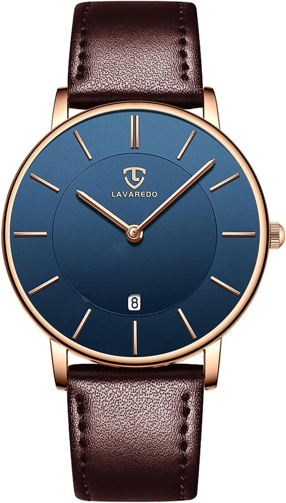 Watch for Men, Extremely Thin Mens Watches Minimalist Analog Men's Leather Wrist Watches with Time/Date, Birthday Gift for Men Boyfriend