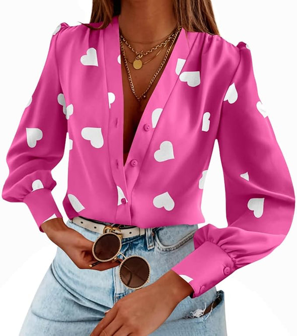 Women's Business Casual Tops Summer Long Sleeve Silk Button Down Shirts V Neck Chiffon Blouses…