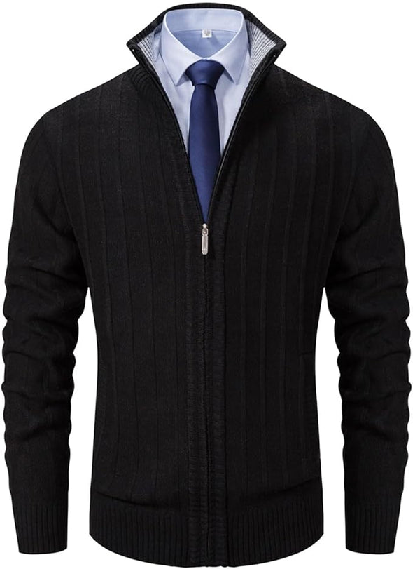 Men's Sweaters Full Zip Slim Thick Knitted Cardigan Sweaters Jacket with Pockets