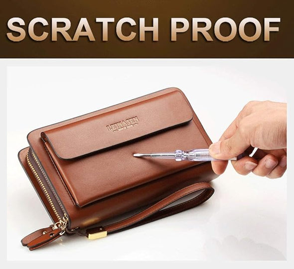 Mens Large Long Leather Clutch Hand Bag Wallet Purse Travel Passport Business Cell Phone Holster Credit Card Holder Wallets