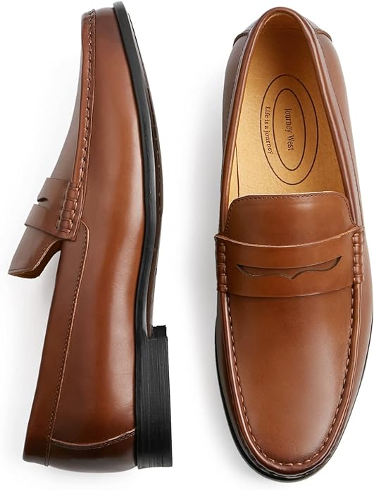Mens Penny Loafers with Genuine Leather Business Dress Slip on Loafer Shoes for Men