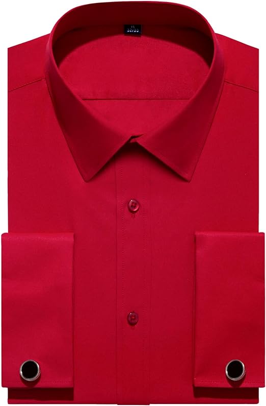 French Cuff Regular Fit Dress Shirts (Cufflink Included)