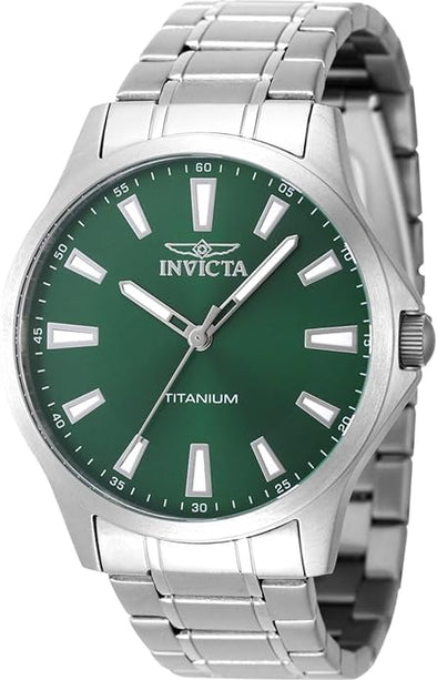 Invicta Men 43mm Titanium Titanium Green dial Quartz watch.