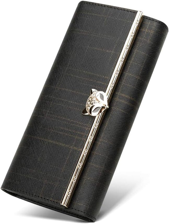 Women Leather Wallet Trifold Wallet Long Clutch Wallet Card Holder Valentine's Day Gifts