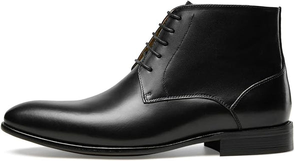 Mens Chelsea Boots Lace-up Chukka Ankle Boot Leather Dress Boots for Men