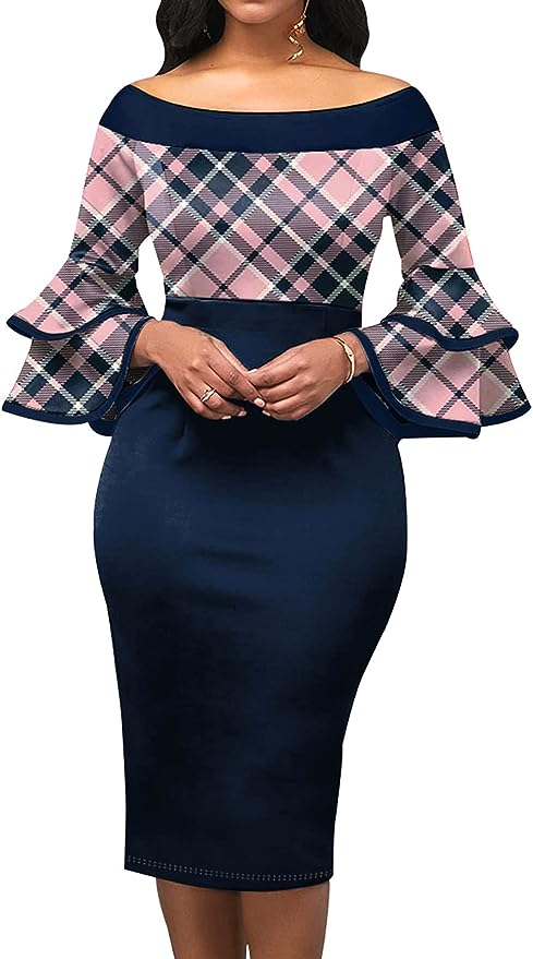 Women Sexy Bodycon Dresses Clubwear Elegant Crew Neck Long Sleeve Stretchy Pencil Cocktail Dress with Zipper