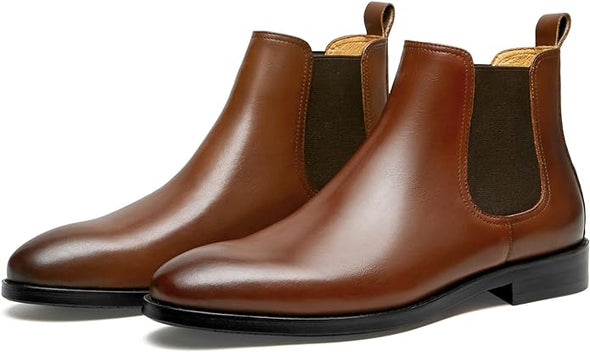 Mens Chelsea Boots Lace-up Chukka Ankle Boot Leather Dress Boots for Men