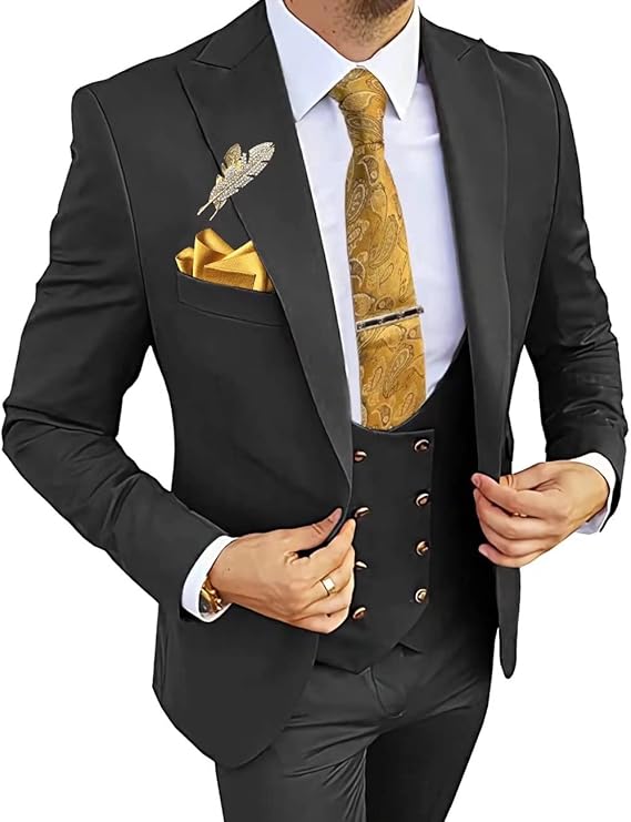 Men's Suits 3 Piece Slim Fit Suits for Men Double Breasted Suit Men Business Wedding Prom Tuxedo Suit