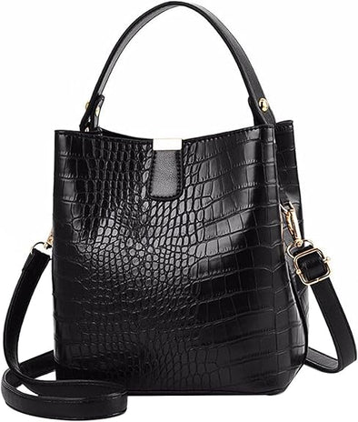 Women Retro Alligator Bucket Bags Crocodile Pattern Designer Shoulder Bag Ladies PU Purse Crossbody Wallet Bag