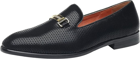 Men's Gold Buckle Loafers Fashion Pull-on Penny Party Wedding Shoes