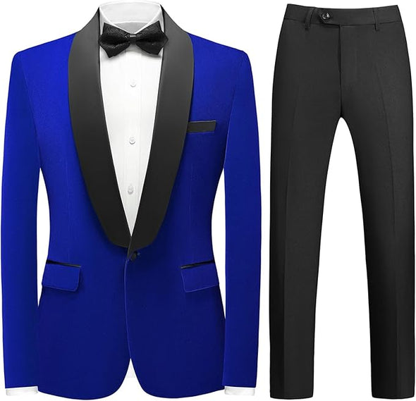 Mens Velvet Suits Slim Fit 2 Piece Tuxedo Suit for Men