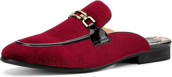 Mens Mules Velvet Slippers Slip-On Loafers for Men Casual Open Backless Sandals