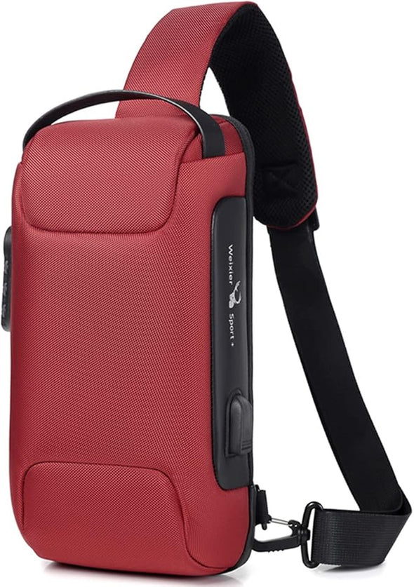 Sling Backpack USB Anti-Theft Waterproof Chest Daypack Casual Shoulder Bag