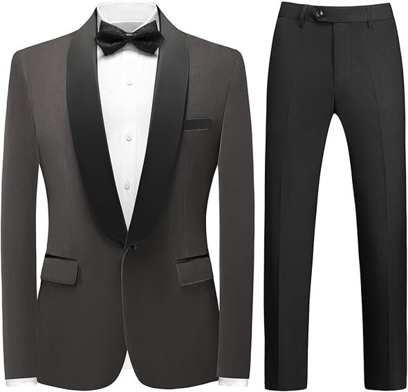Mens Velvet Suits Slim Fit 2 Piece Tuxedo Suit for Men