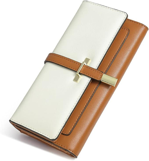 Women Wallet Leather Trifold Large