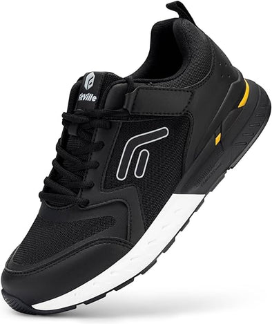 FitVille Men's Walking Shoes Wide Width Diabetic Shoes Hands Free Slip On Sneaker Hook and Loop Strap Running Shoes for Flat Feet Plantar Fasciitis-Rebound Core