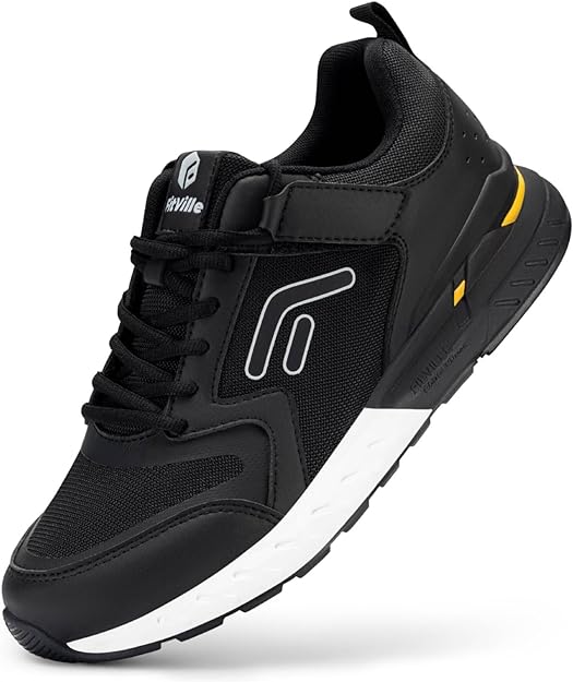 FitVille Men's Walking Shoes Wide Width Diabetic Shoes Hands Free Slip On Sneaker Hook and Loop Strap Running Shoes for Flat Feet Plantar Fasciitis-Rebound Core