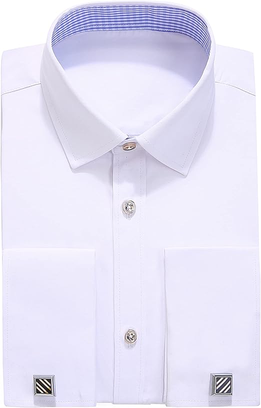French Cuff Regular Fit Dress Shirts (Cufflink Included)