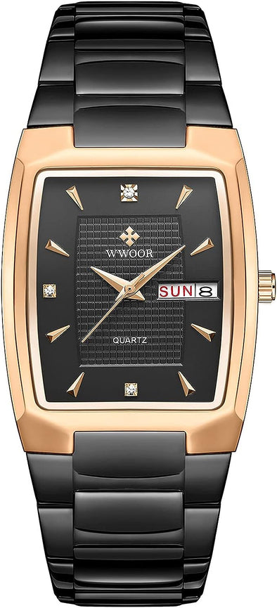 Square Watches for Men and Women Stainless Steel Mens Square Watch with Date Waterproof Analog Quartz Fashion Business Casual Wristwatch