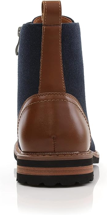 Grey Woolen and Leather Lace-up Fashion Chukka Boots with Zipper Closure