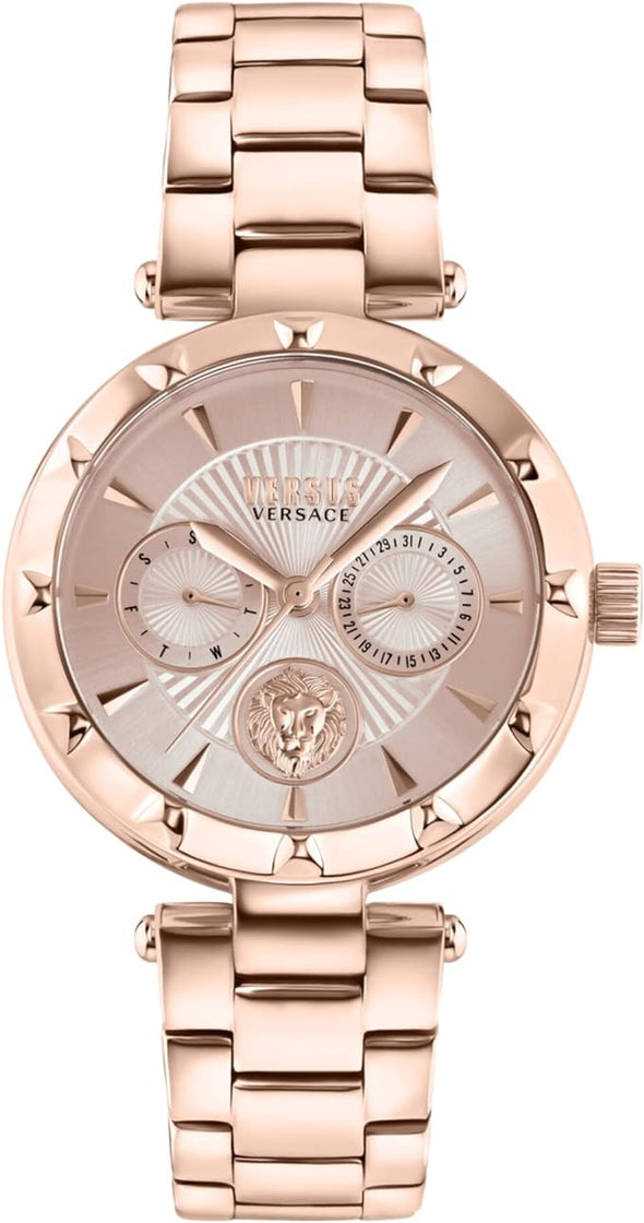 Versus Versace Sertie Womens Fashion Watch with Enamel Dial. Multifunction Day and Date Sub Dials. Adjustable Jewelry Style Bracelet.