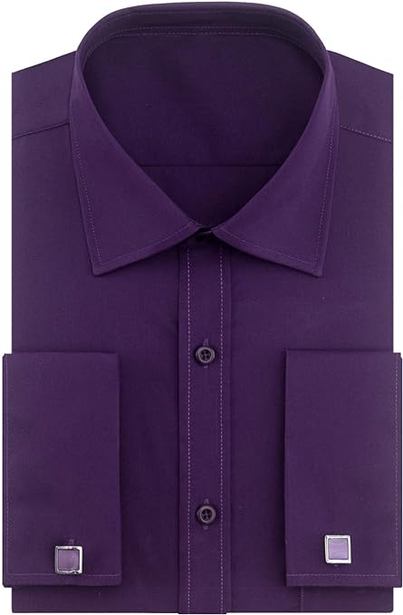 French Cuff Regular Fit Dress Shirts (Cufflink Included)