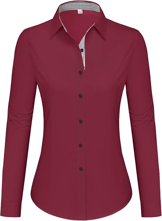 Button Down Shirts for Women Dress Shirts Cotton Long Sleeve Shirts for Women Wrinkle Free Stretch Work Blouse