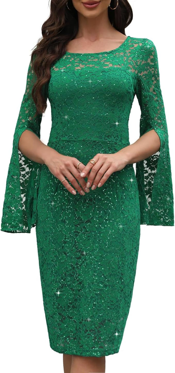 Women, Weddings as a Guest, Evening Party Formal Sequin Dress, Sequin Slim Midi Fishtail Dresses