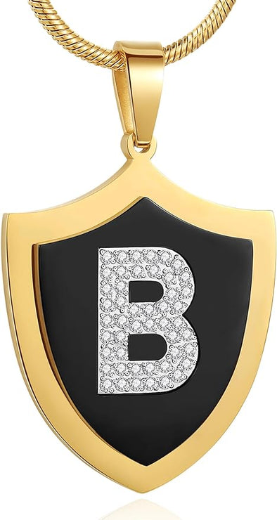 Graduation Gifts for Him, 18K Gold Plated Shield Initial Necklaces for Men Boys, 316 Stainless Steel Letter Pendant Necklaces Men Jewelry Graduates Gift
