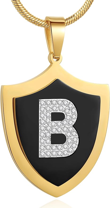 Graduation Gifts for Him, 18K Gold Plated Shield Initial Necklaces for Men Boys, 316 Stainless Steel Letter Pendant Necklaces Men Jewelry Graduates Gift