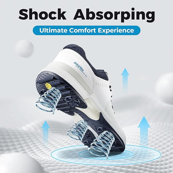 FitVille Extra Wide Mens Golf Shoes Waterproof, Professional Outdoor Spiked Golf Shoes for Men