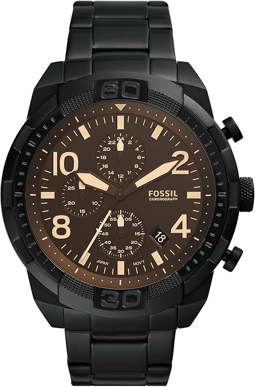 Fossil Men's Watch with Stainless Steel Bracelet or Genuine Leather Band, Chronograph or Three-Hand Analog Display