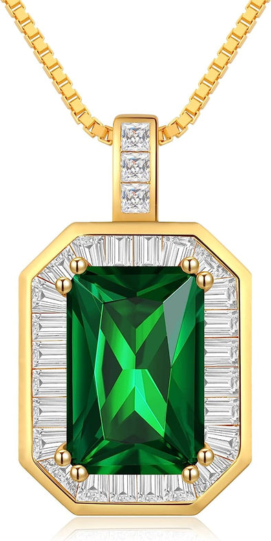 Square Necklaces for Women, 925 Sterling Silver with Birthstone Pendant Necklace, Birthday Gift for Wife, Anniversary Jewelry Gift for Women