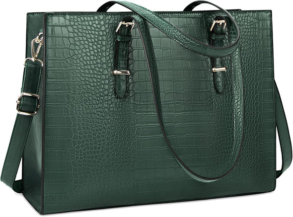 Computer Briefcase for Work Waterproof Handbag Professional Shoulder Bag Women Business Office Bag Large Capacity Dark Green