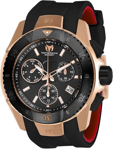 TechnoMarine Men's Black Quartz Watch Gold, Quartz Watch, Chronograph (One Size, Multicolored)