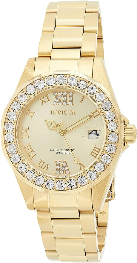 Invicta Women's Pro Diver Crystal Accented 18k Ion-Plated Stainless Steel Watch