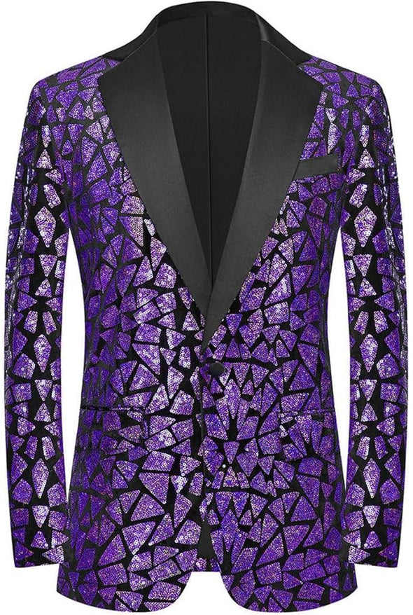 Elegant fashion Sequin Jackets One Button Blazer for Men
