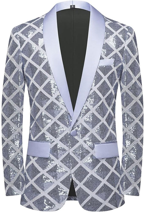 Men Sequin Shiny Stereoscopic Pattern Prom Suit Jacket One Button and Blazers Tuxedo for Wedding Banquet